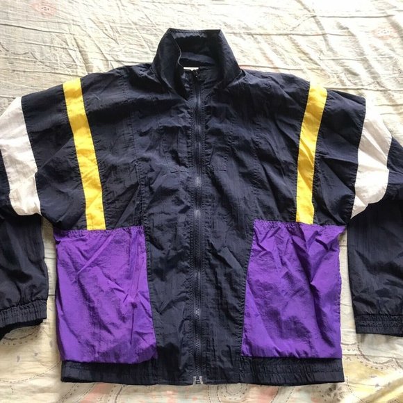 Pierre Cardin Men L Navy, white, yellow, & purple running, jogging, windbreaker - Picture 5 of 5